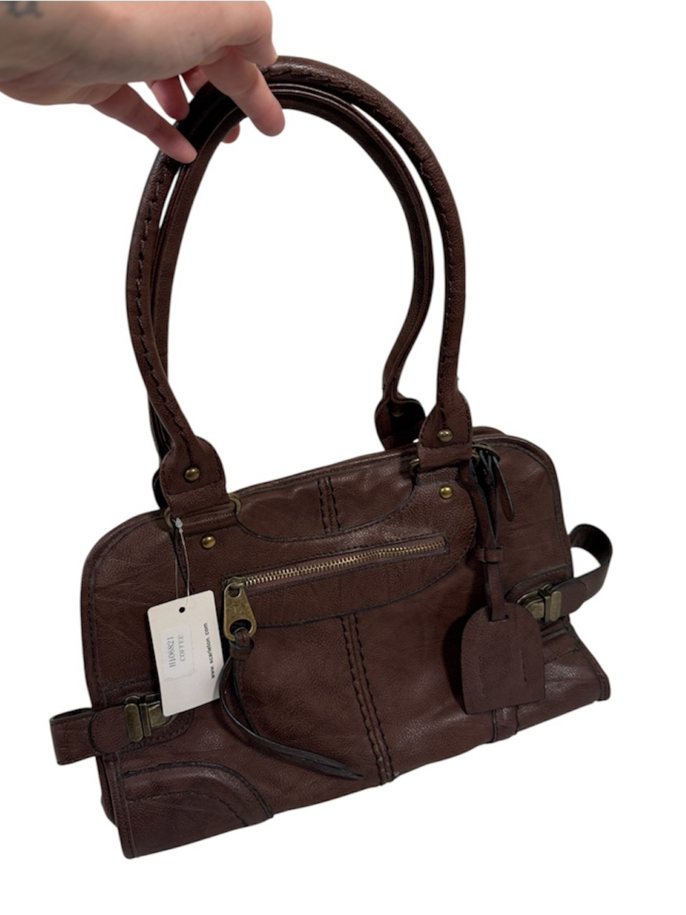 Scarleton Brown Leather Chunky Shoulder Bag Purse Handbag Y2K Classic